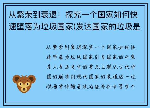 从繁荣到衰退：探究一个国家如何快速堕落为垃圾国家(发达国家的垃圾是怎么处理的)